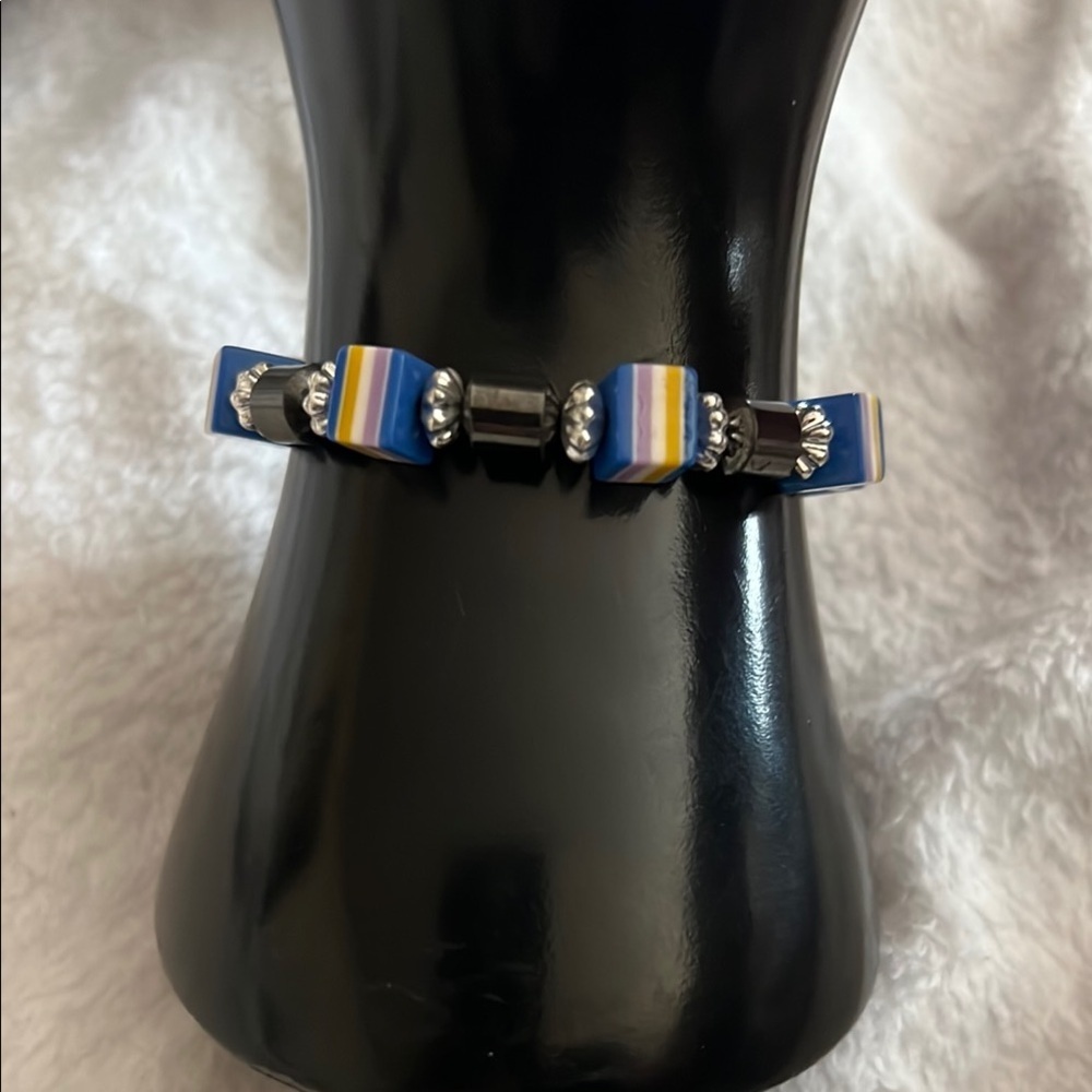 Colorful hematite barrel Beaded Bracelet